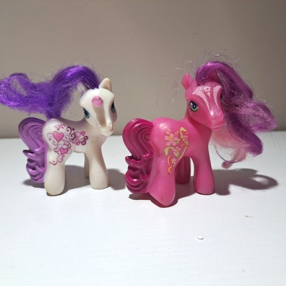 My little pony,  2008 lot of 2 white and pink ponys mini - Picture 1 of 7